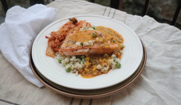 lax med blomkålsris